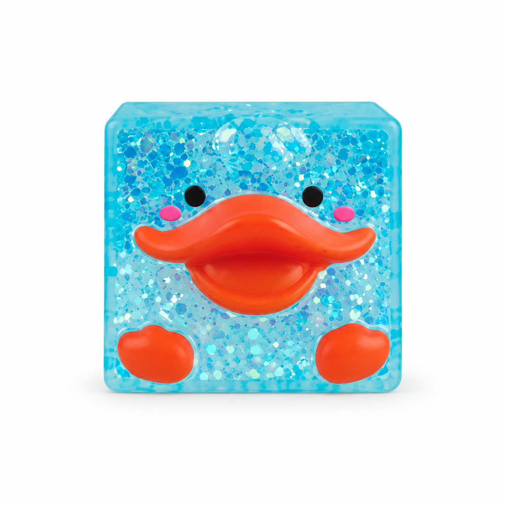 Blue glitter duck squishy cube