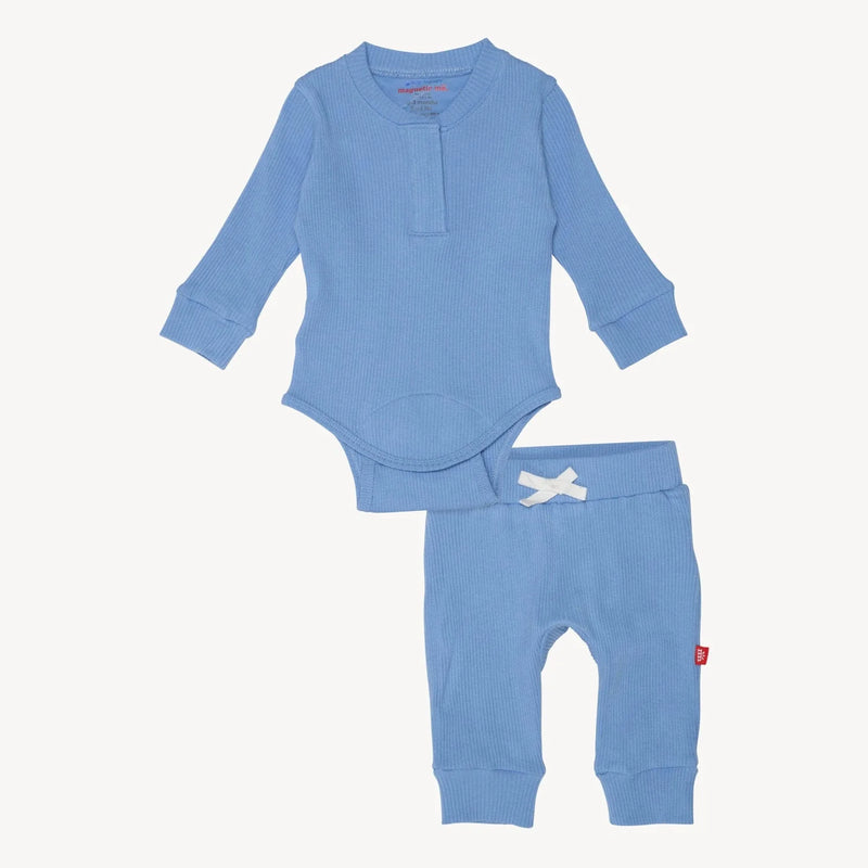 MAGNETIC ME BLUE SKIES RIBBED COTTON BODYSUIT