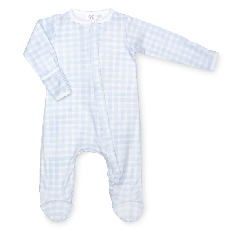 LAVENDER BOW BLUE GINGHAM CLASSIC FOOTIE