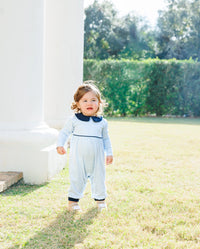 Gabriel Romper Light Blue Stripe/Navy