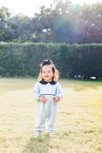 Katherine Romper Light Blue Stripe/Navy