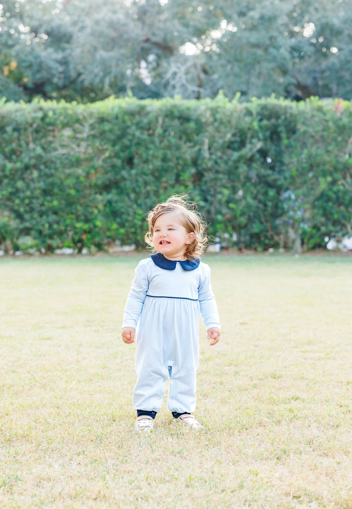 Gabriel Romper Light Blue Stripe/Navy
