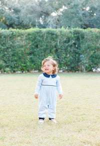 Gabriel Romper Light Blue Stripe/Navy