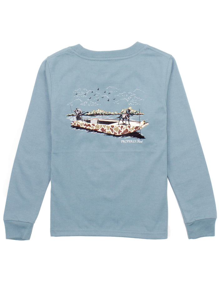 PROPERLY TIED BOYS BOAT RIDE LS STEEL BLUE