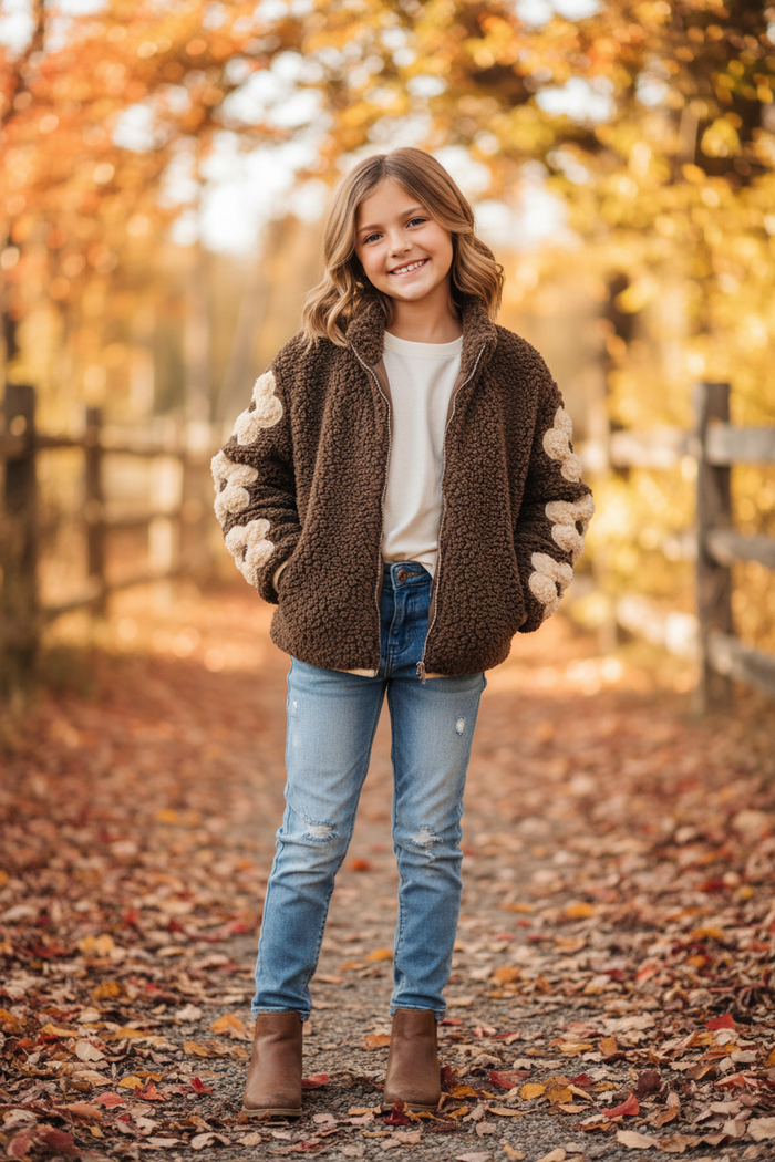 Brown Daisy Sherpa Jacket Lifestyle