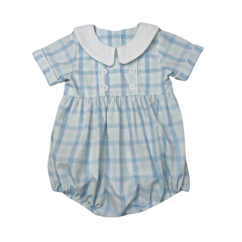 WHIMSEY BAY KIDS CLASSIC SPRING FIN PLAID COLLARED BUBBLE