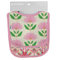 GOOSIES BIB SET PINK BLOCK FLOWERS