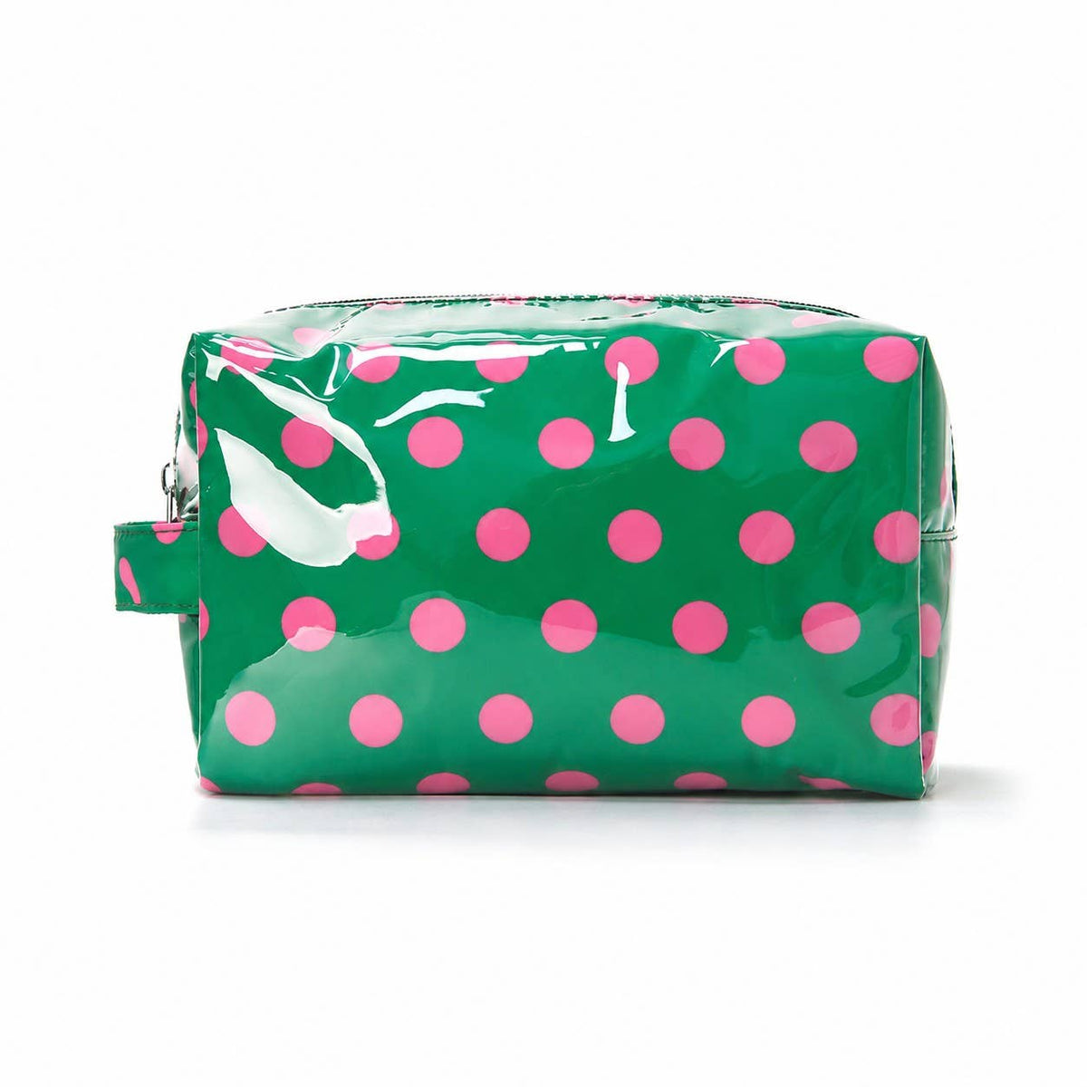 Polka Dot Waterproof Clear Cosmetic Makeup Pouch Bag Green/Pink