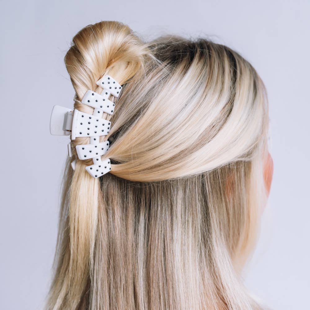 Teleties Classic White Polka Dot Party Medium Claw Clip