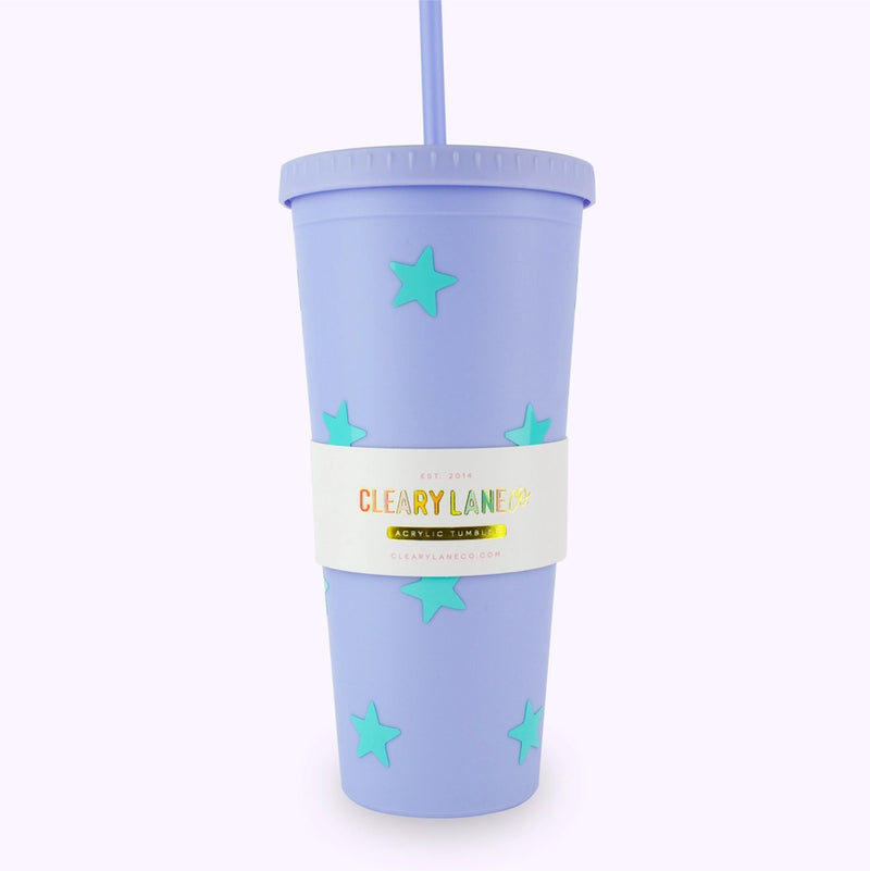 CLEARY LANE 24OZ MATTE TUMBLER CUP PERIWINKLE STARS