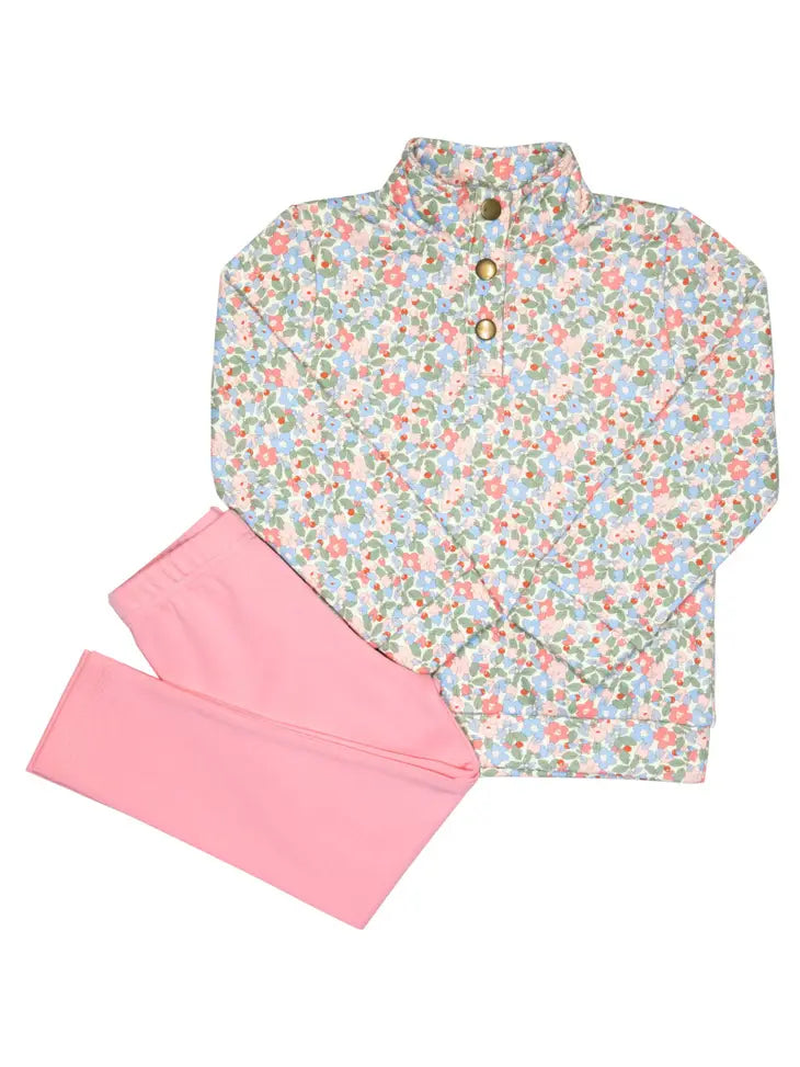 GRACE AND JAMES WYNNIE FLORAL POPPED COLLAR PULLOVER AND LEGGING SET