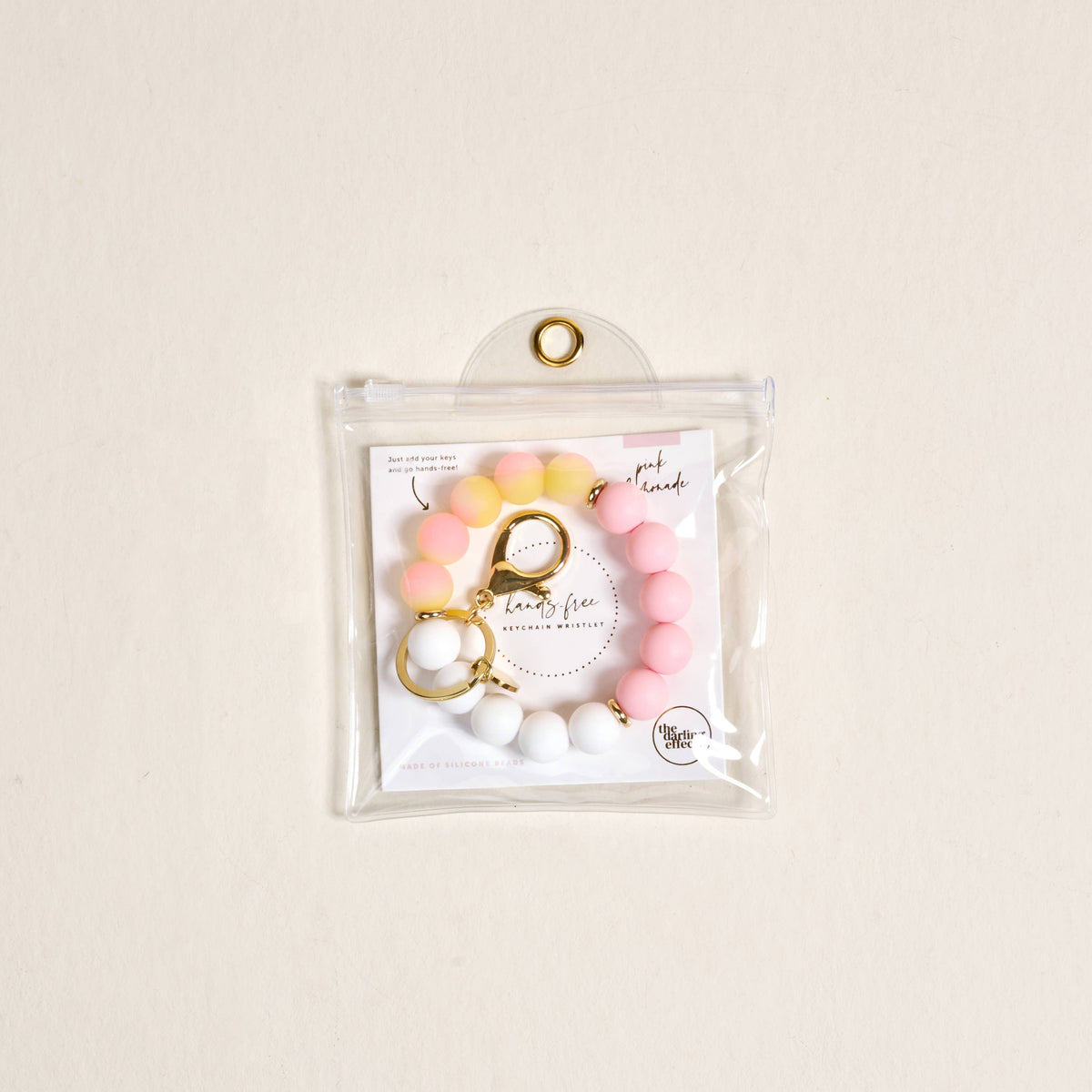 The Darling Effect Hands-Free Keychain Wristlet | Pink Lemonade