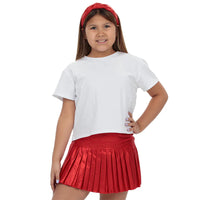 Mini Pleated Skort in Red Shimmer