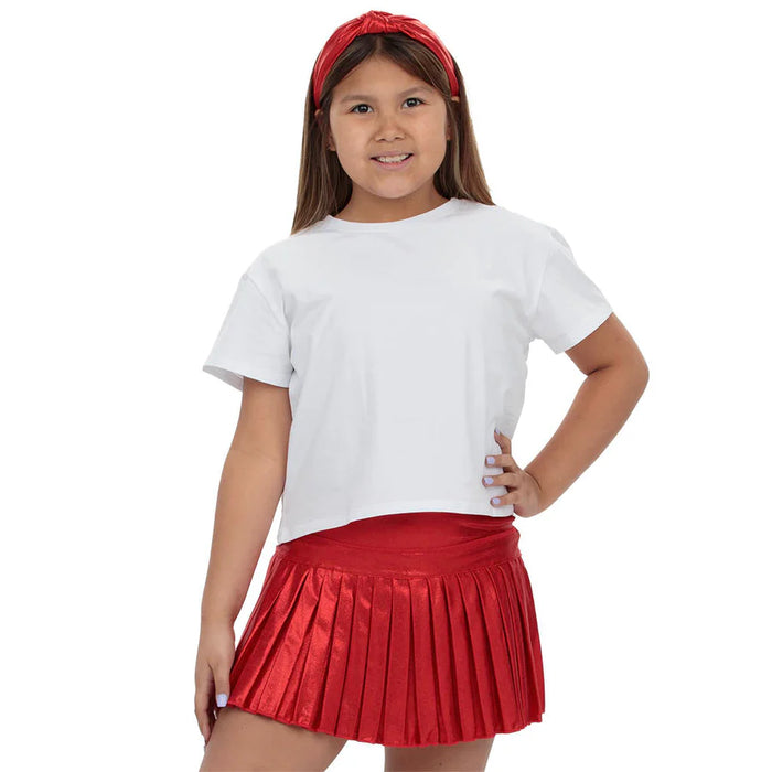 Mini Pleated Skort in Red Shimmer