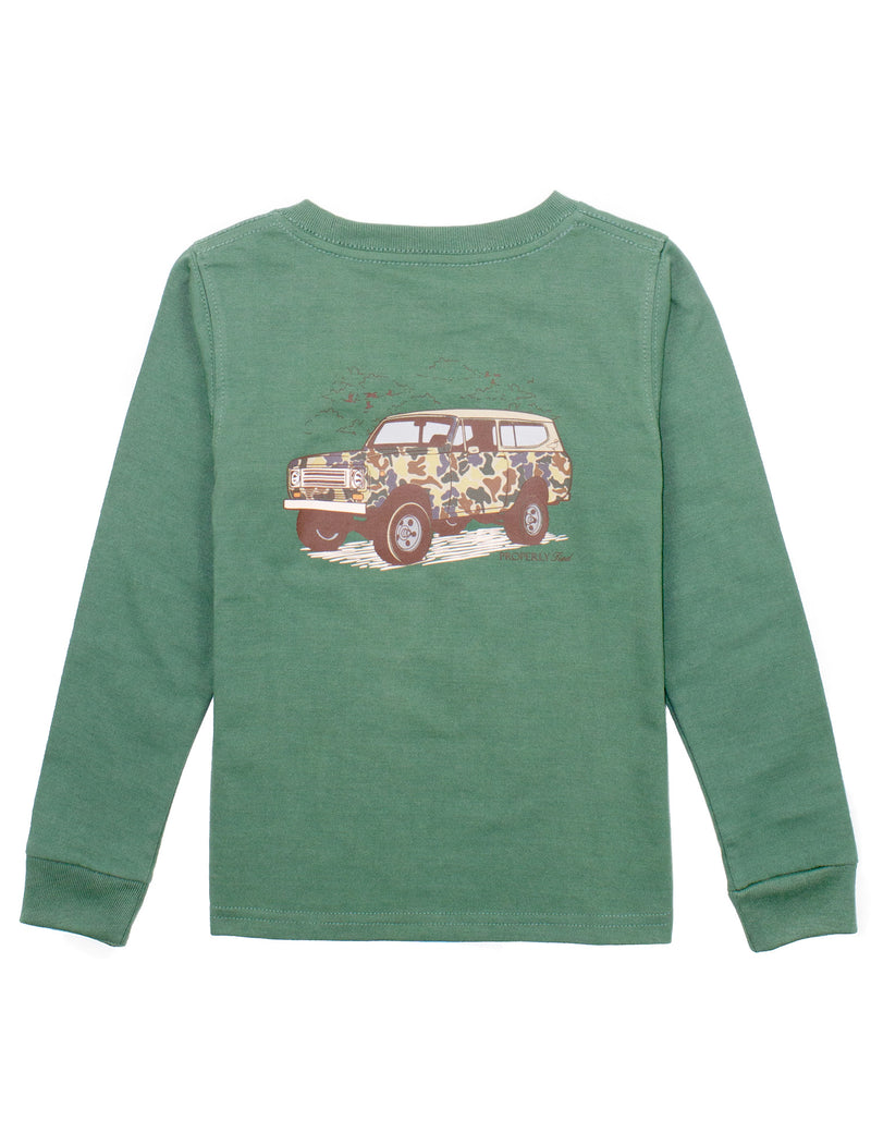 PROPERLY TIED BOYS CAMO TRUCK LS FERN GREEN