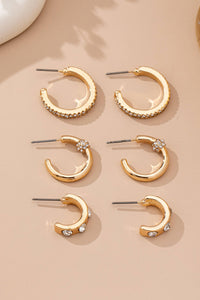Gold-Tone Crystal Huggie Hoop Earring Set