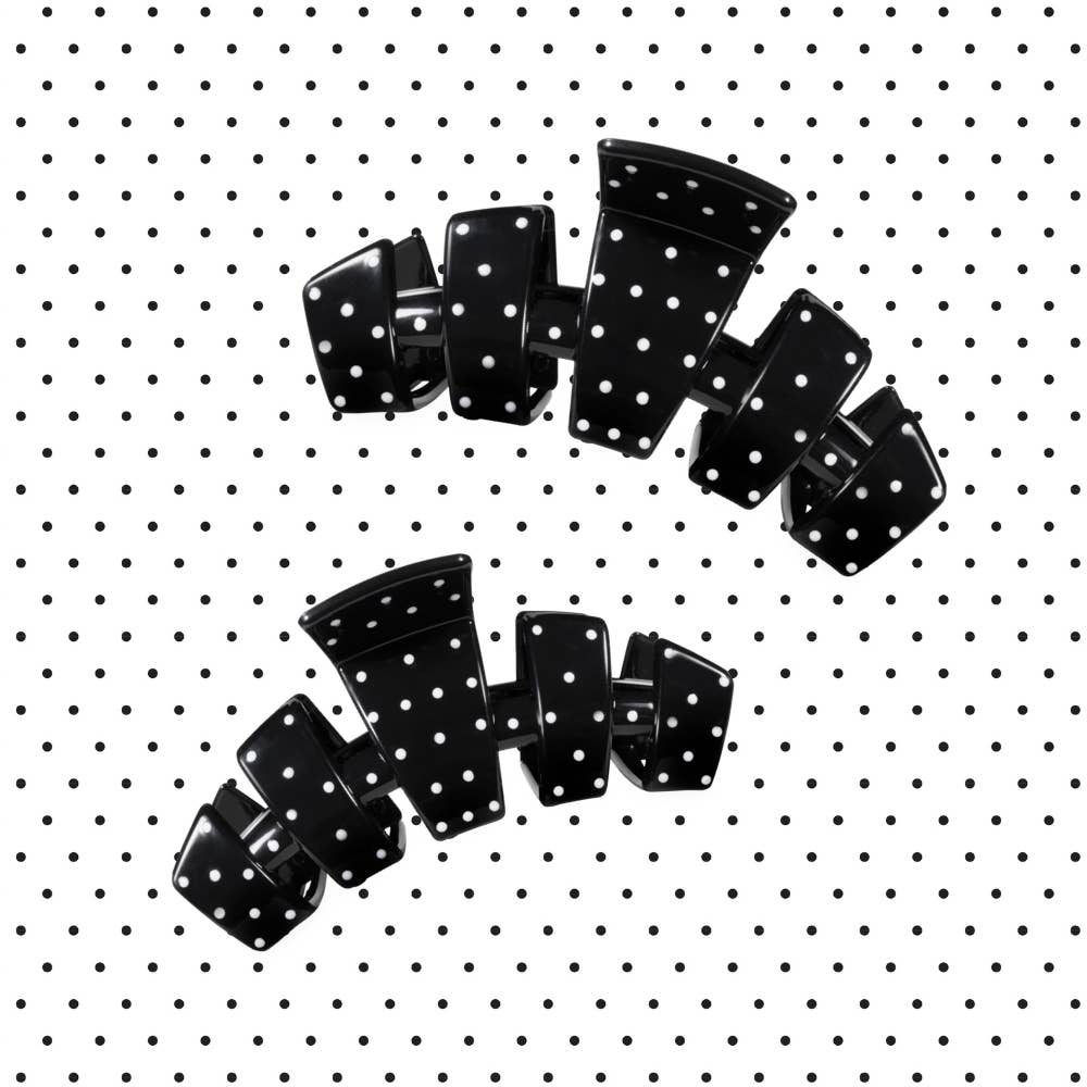 Teleties Classic Black Polka Dot Party Large Claw Clip