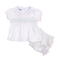 MAGNOLIA BABY CLARA'S CLASSICS SMOCKED RUFFLE DIAPER COVER SET