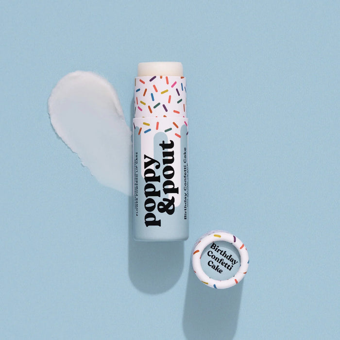 POPPY & POUT BIRTHDAY CONFETTI CAKE LIP BALM BLUE