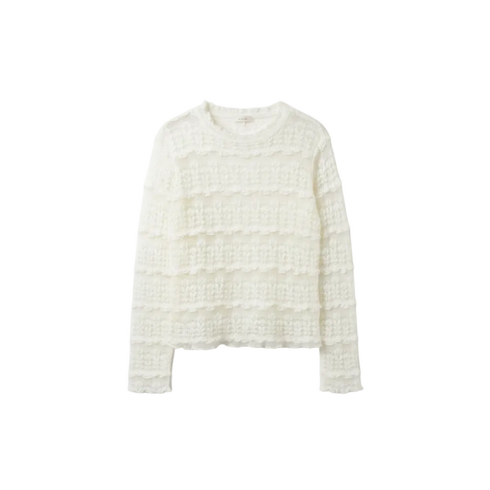 Cream Ruffle Sweater Flat Lay