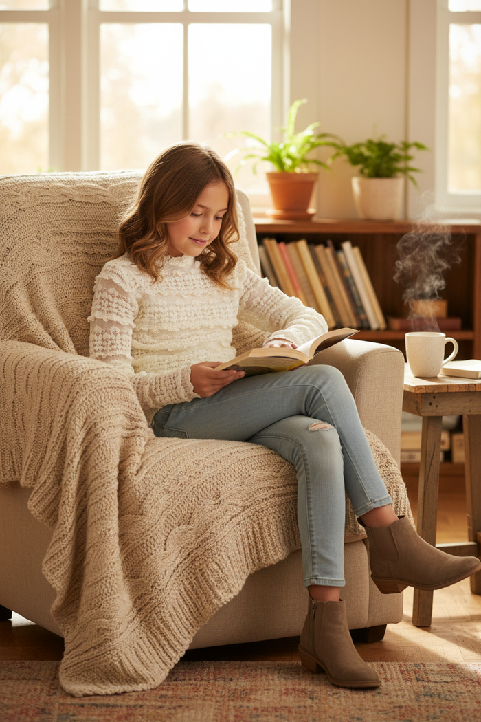 Cream Ruffle Sweater Lifestyle