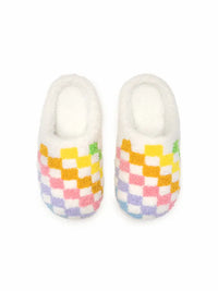 LIVING ROYAL RAINBOW CHECKER KIDS SLIIPPERS