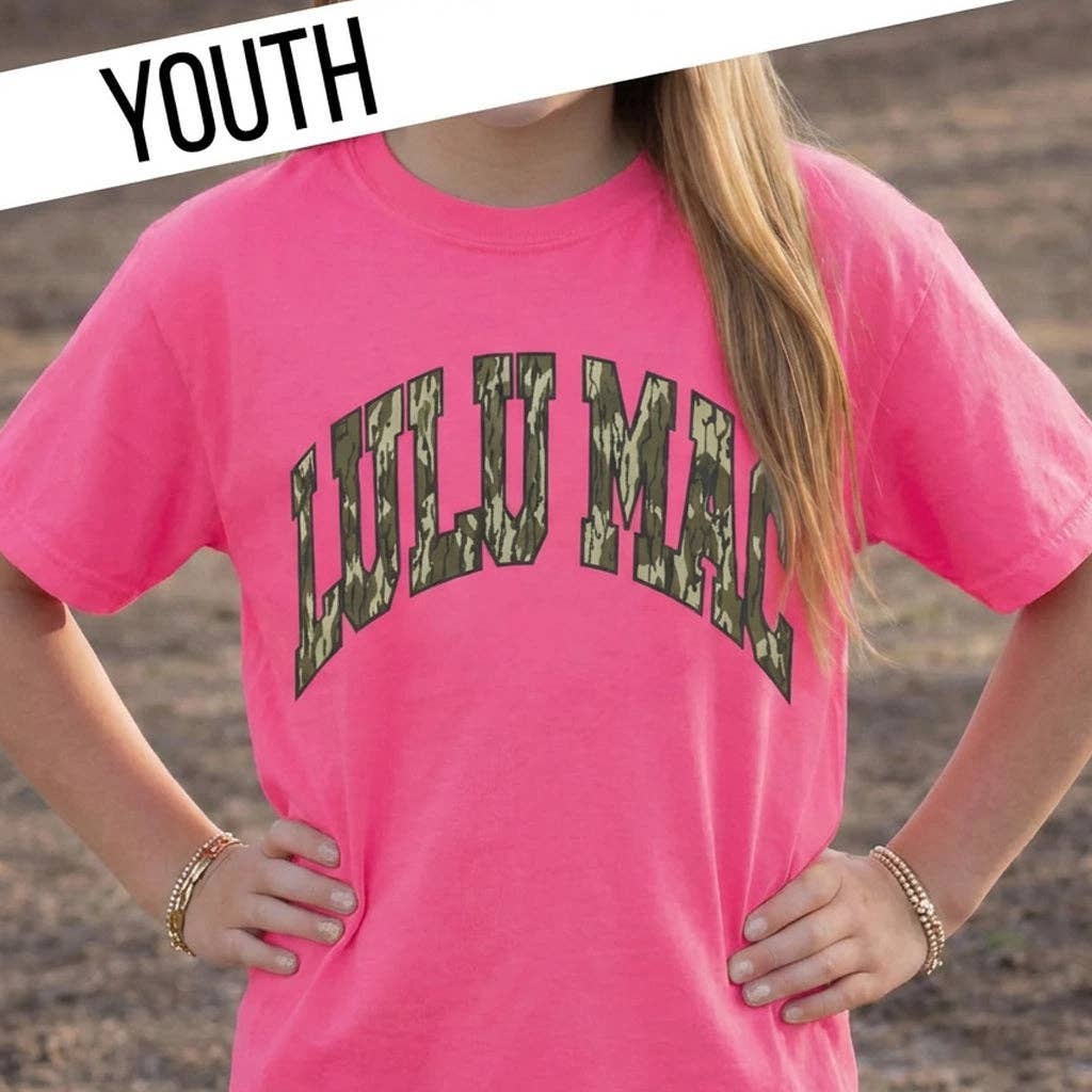 KIDS MOSSY OAK BOTTOMLAND NEON PINK TSHIRT