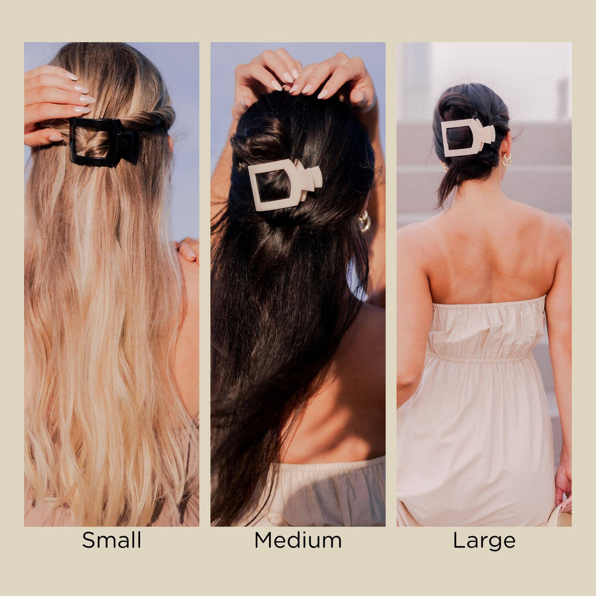 Square Flat Hair Clip Large  Blonde Tortoise