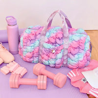 OMG ACCESORIES QUILTED SCRUNCHIES LARGE BARREL DUFFLE BAG