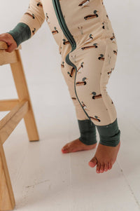Babysprouts Baby Boy Long Sleeve Zip Romper in Mallard Ducks