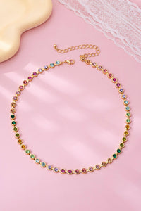 Josslyn  Rainbow Bezel-Set Gemstone Tennis Necklace Gold