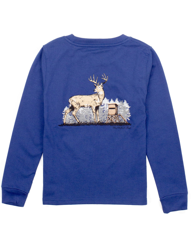 PROPERLY TIED BOYS DEER SEASON LS RIVER BLUE