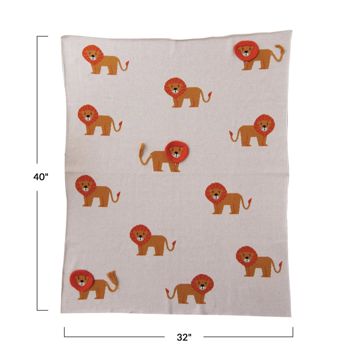 COTTON KNIT BABY BLANKET WITH LIONS