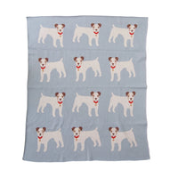 COTTON KNIT BABY BLANKET WITH DOGS