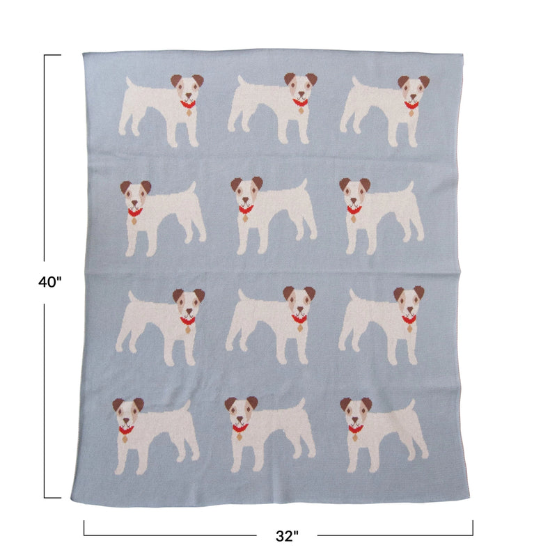 COTTON KNIT BABY BLANKET WITH DOGS