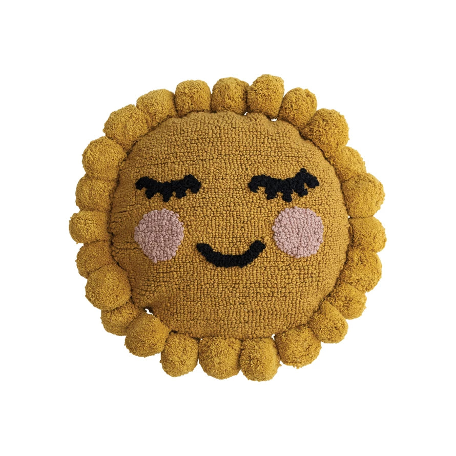 COTON PUNCH HOOK SUN SHAPED PILLOW