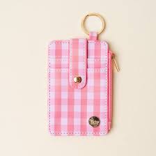 KEYCHAIN WALLET PINK GINGHAM