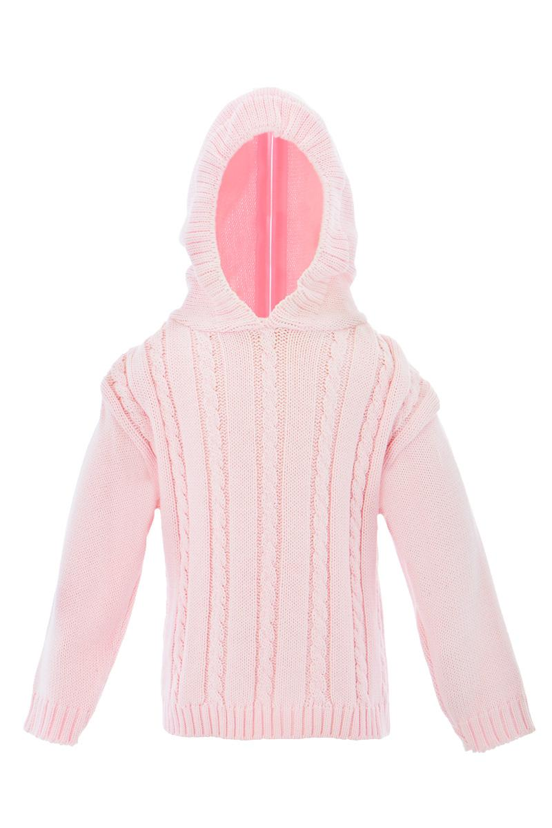 JULIUS BERGER GIRLS ZIP BACK CABLE SWEATER PINK