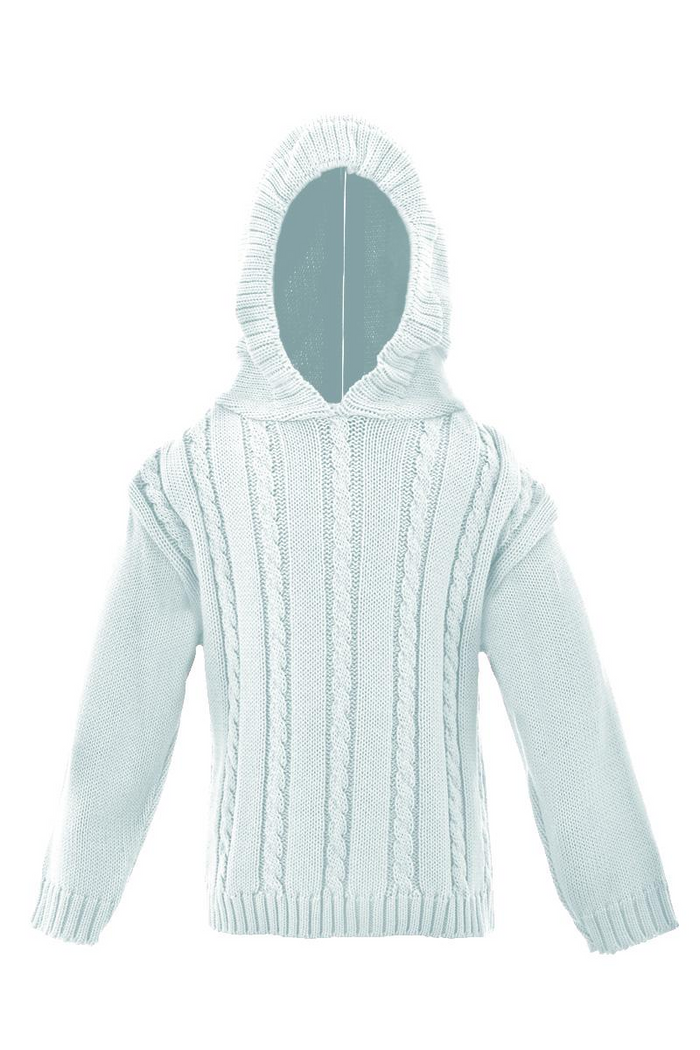 JULIUS BERGER BOYS ZIP BACK CABLE SWEATER BLUE