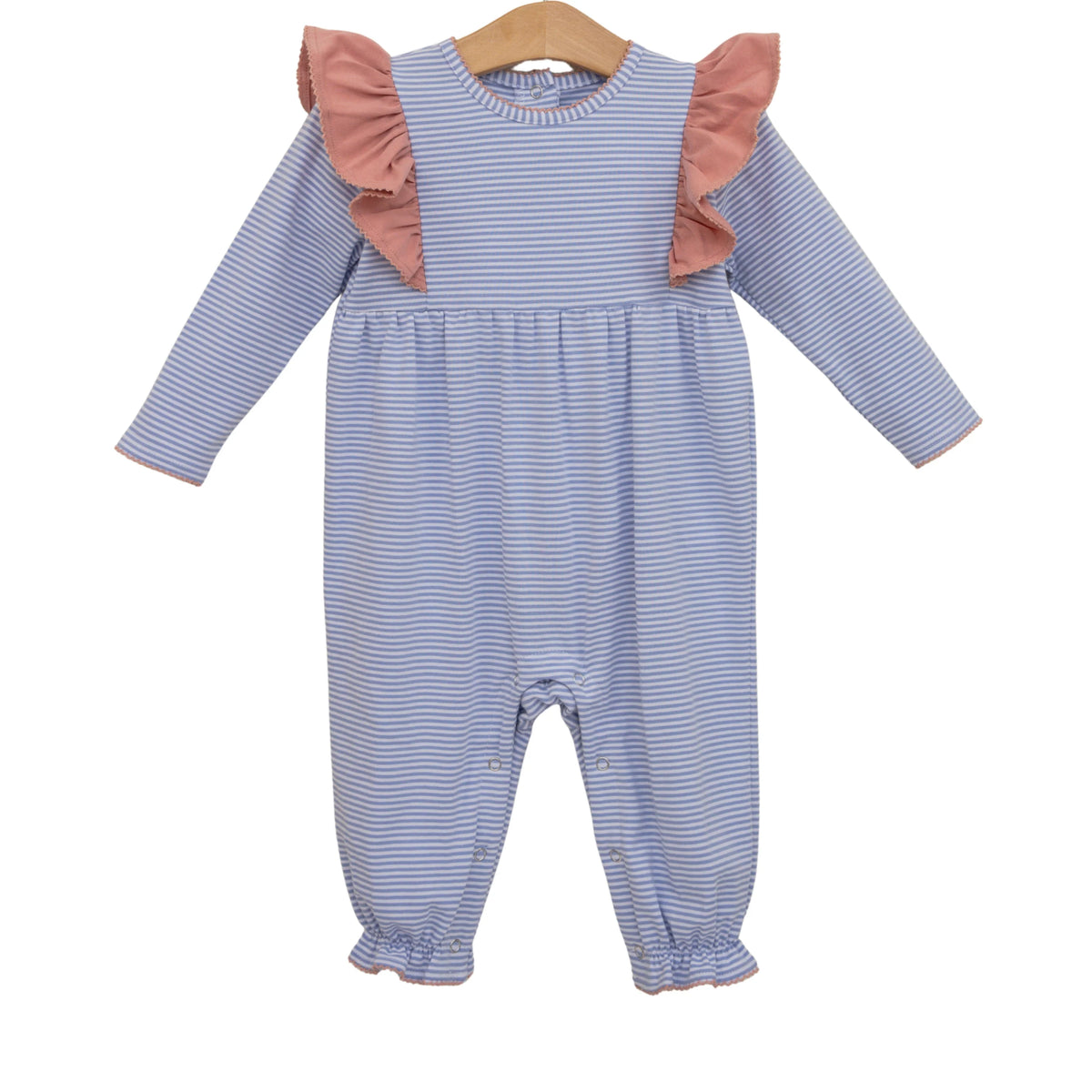 Madison Romper Dusty Blue Stripe/Mauve