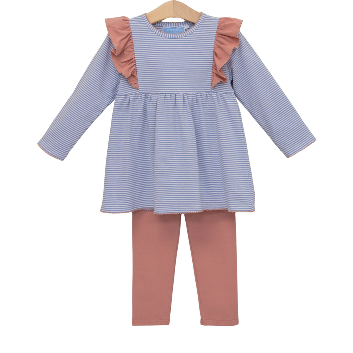 Madison Pant Set Dusty Blue Stripe/Mauve