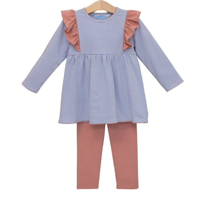 Madison Pant Set Dusty Blue Stripe/Mauve
