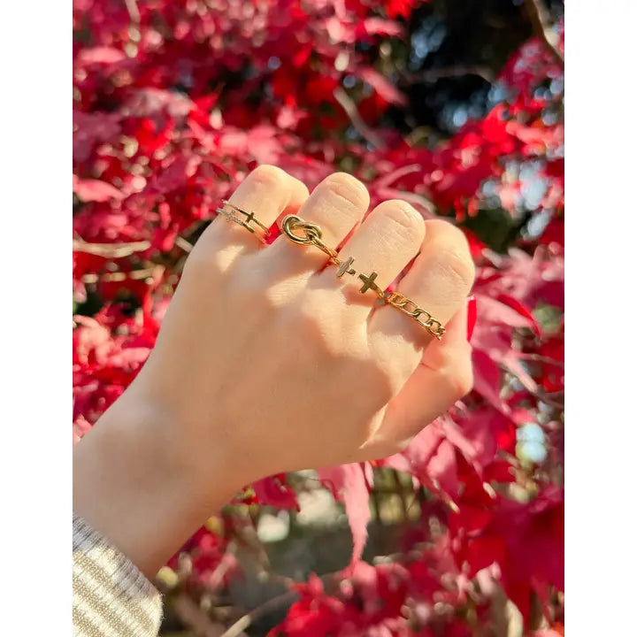 ELEVATED FAITH STACKED CROSS GEM RING