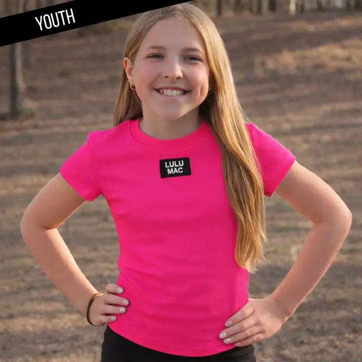 KIDS BABY DOLL TOP HOT PINK