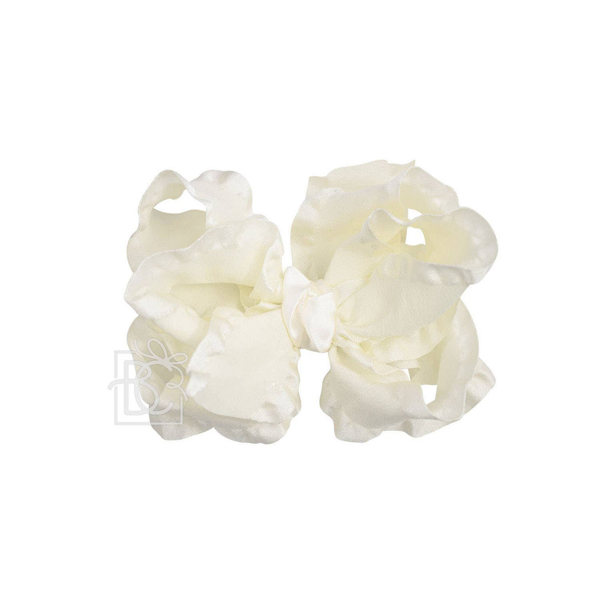 DOUBLE RUFFLE BOW LARGE ANTIQUE WHITE