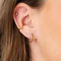 Pip Pop Post Mixed Metal Twisted Hoop - Hypoallergenic, Flat Back
