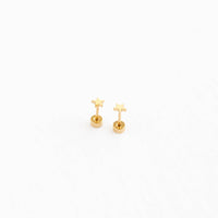 Gold star earrings on a white background
