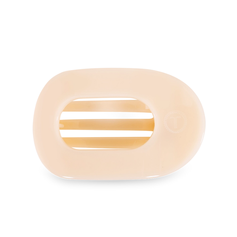 TELETIES ALMOND BEIGE MEDIUM FLAT ROUND CLIP