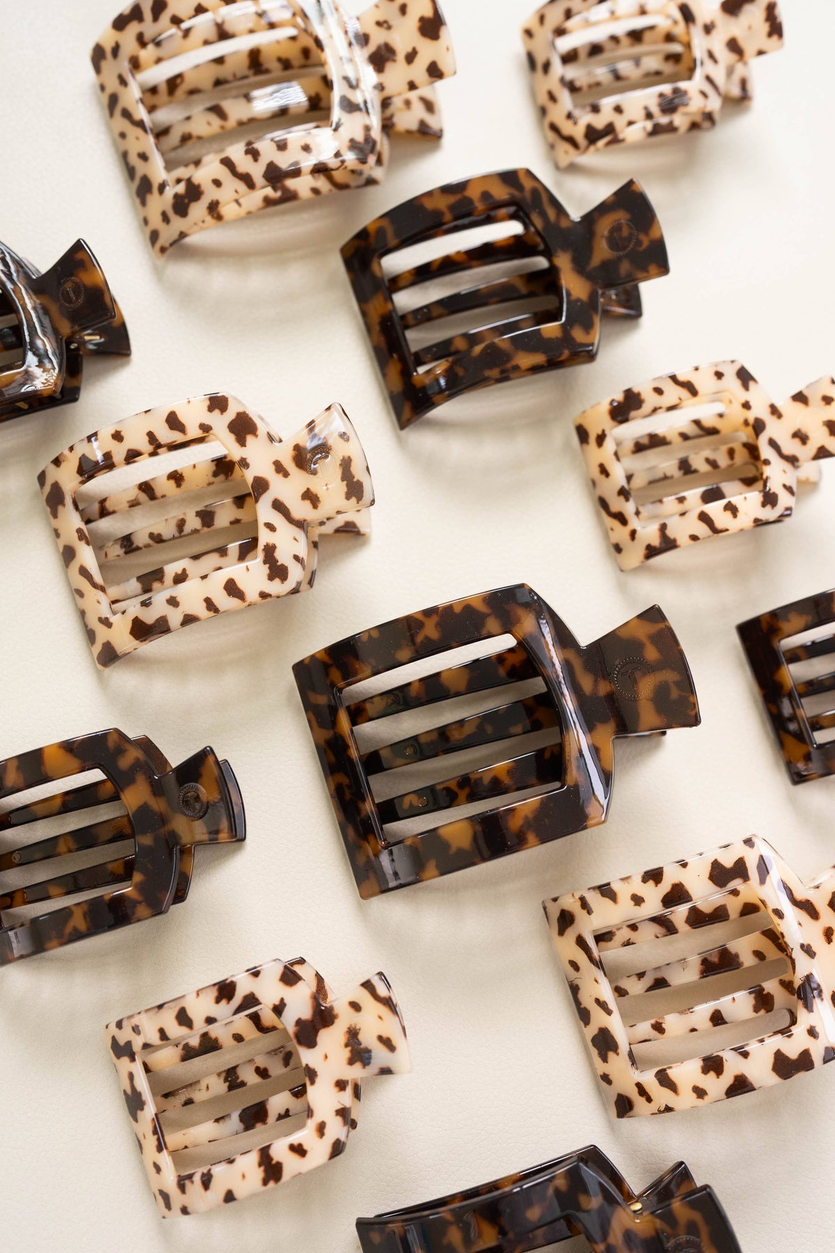 Square Flat Hair Clip Large  Blonde Tortoise