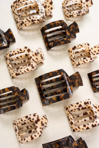 Square Flat Hair Clip Large  Blonde Tortoise